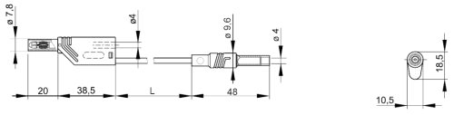 Test lead; 32A; insulated; Urated: 1kV; Len: 1m; red; Material: brass