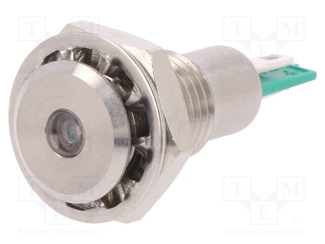 Indicator: LED; flat; 12VDC; Cutout: Ø12.1mm; IP67; stainless steel