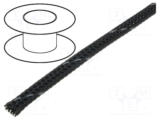 Braid; polyester; 3÷7,nom.4mm; dark grey; Package: 100m