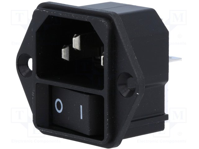Connector: AC supply; socket; male; 10A; 250VAC; IEC 60320