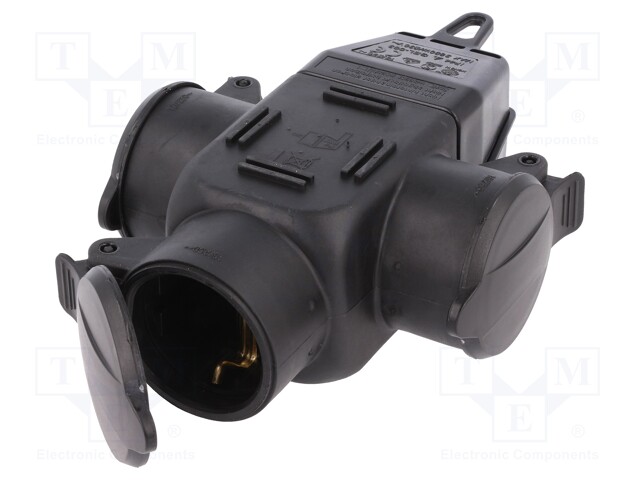 Connector: AC supply; splitter; Layout: 2P+PE; black; 250VAC; 16A