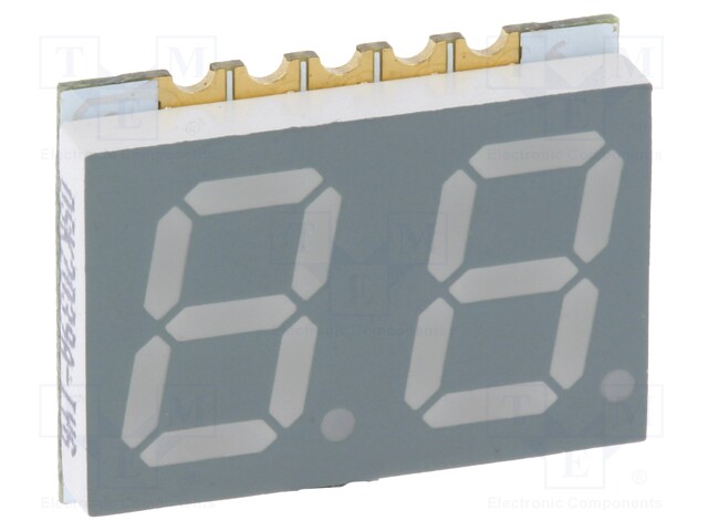 Display: LED; 7-segment; 10mm; 0.39"; No.char: 2; yellow-green; SMD