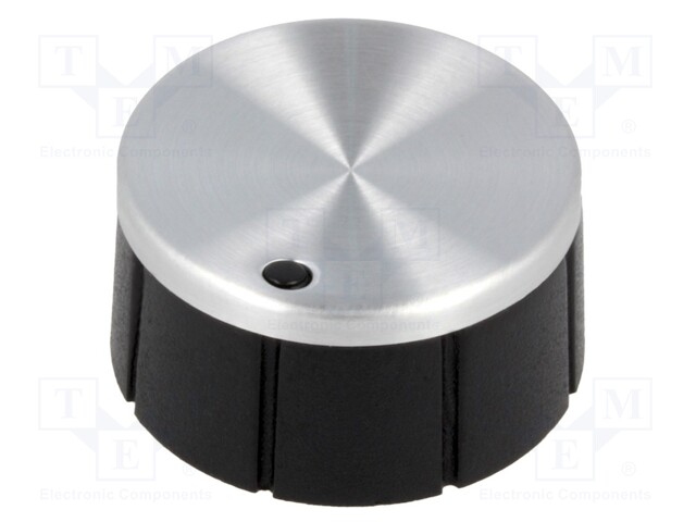 Knob; with pointer; aluminium,thermoplastic; Shaft d: 6mm; black