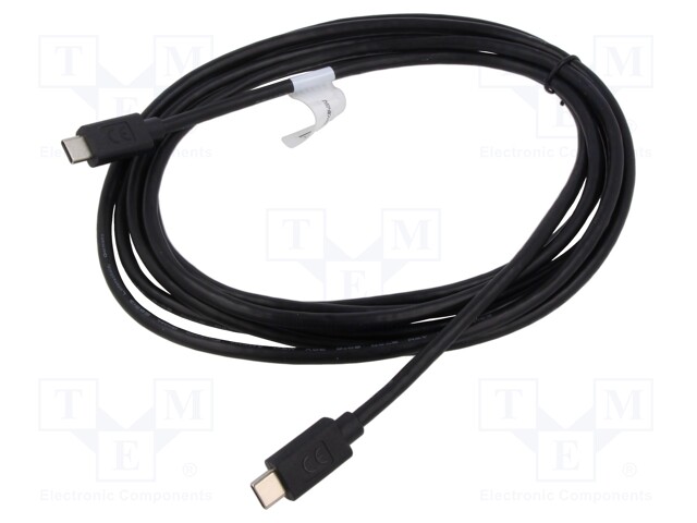 Cable; USB 2.0; USB C plug,both sides; nickel plated; 3m; black