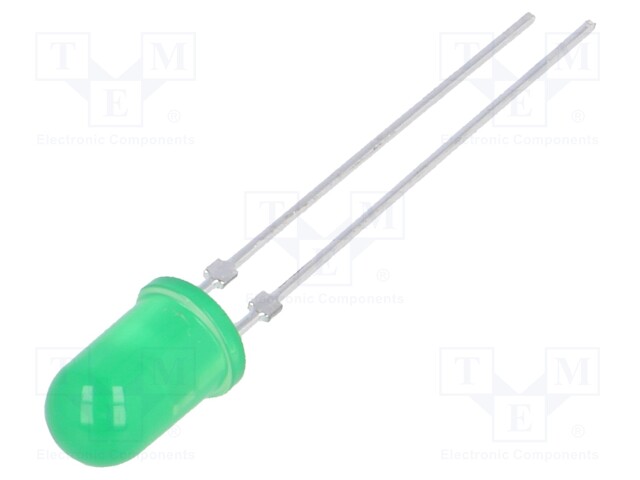LED; 5mm; green; 6.3÷15mcd; 60°; Front: convex; Pitch: 2.54mm