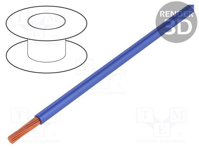 Wire; Silivolt®-1V; stranded; Cu; 1x1,5mm2; silicone; blue; 1.5kV