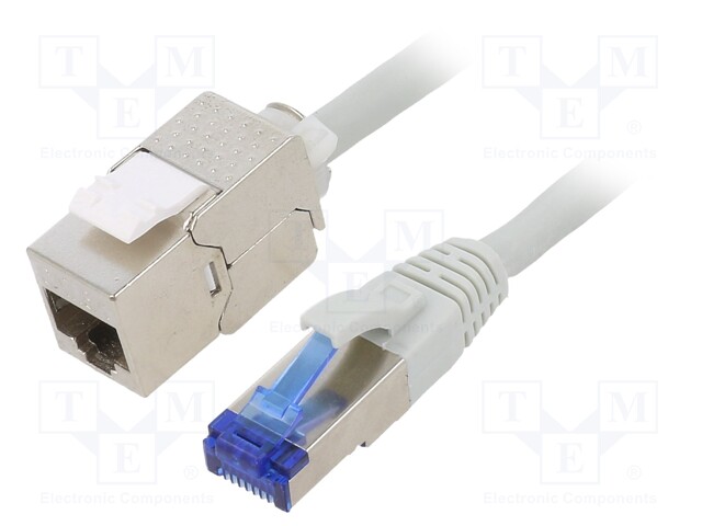 Extension lead; S/FTP; 6a; stranded; Cu; LSZH; grey; 3m; 26AWG