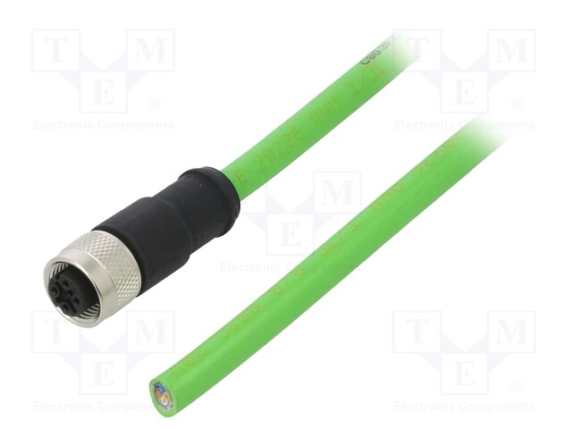 Plug; M12; PIN: 4; female; D code-Ethernet; 3m; Insulation: PUR; IP67