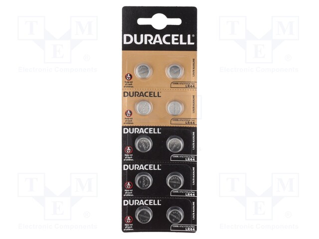 Battery: alkaline; 1.5V; LR44,R1154,coin; Batt.no: 10; Ø11.6x5mm