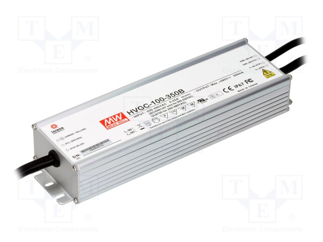 Power supply: switched-mode; LED; 99.75W; 29÷285VDC; 350mA; IP67