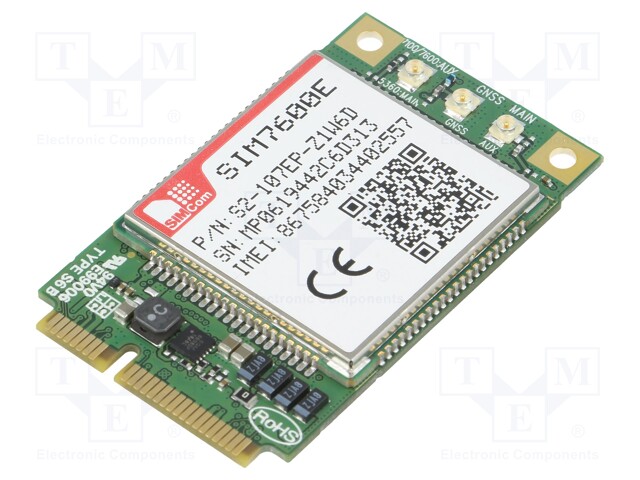 Module: LTE; Down: 10Mbps; Up: 5Mbps; SMD; 30x50.8x5.5mm