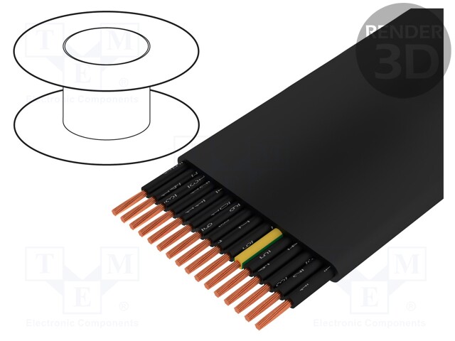 Wire; stranded; Cu; H07VVH6-F; 16G1,5mm2; unshielded; black; PVC
