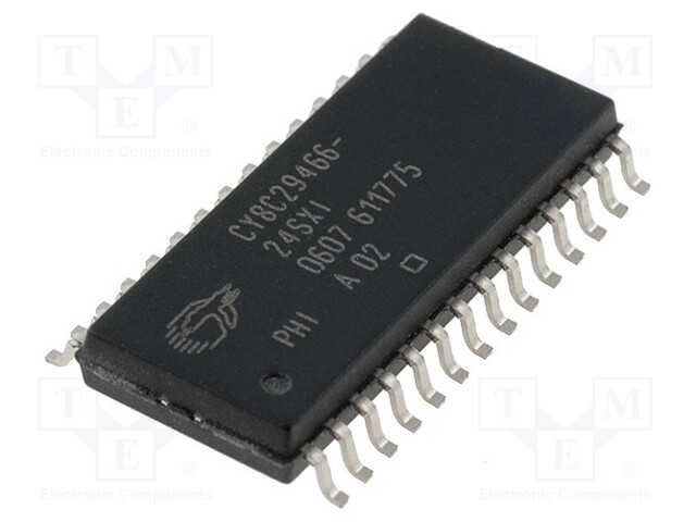 PSoC microcontroller; SRAM: 2048B; Flash: 32kB; 24MHz; SO28