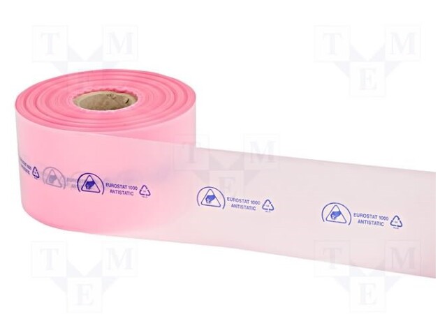 Protection bag; ESD; Len: 250m; W: 400mm; IEC 61340-5-1; pink; <10TΩ