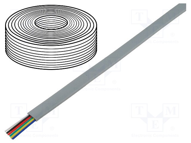 Wire: telecommunication cable; stranded; 6x28AWG; silver; 100m