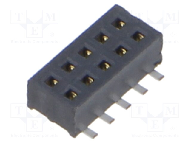 Connector: pin strips; female; PIN: 10; 1.27mm; gold flash; SMT