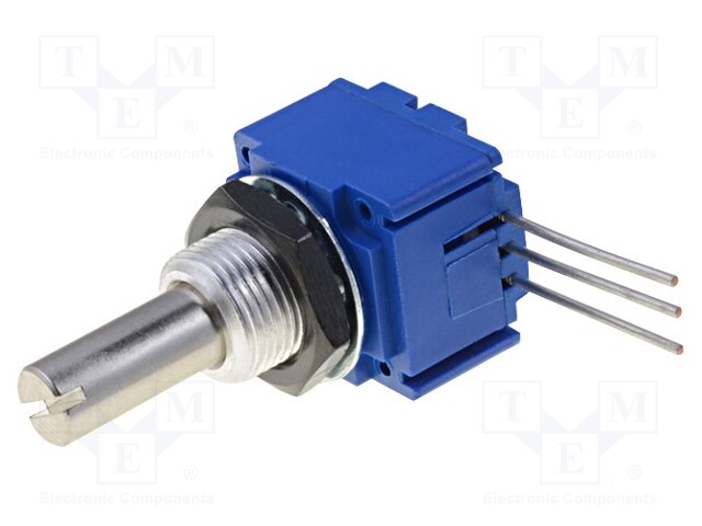 Potentiometer: shaft; single turn; 10kΩ; ±20%; 1W; linear; 6mm; THT