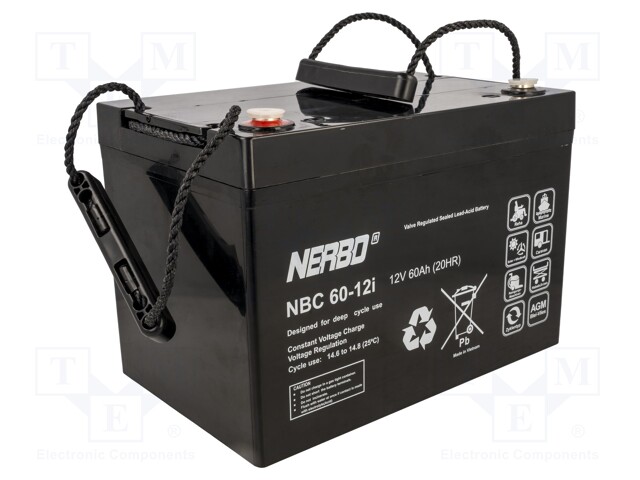 Re-battery: acid-lead; 12V; 60Ah; AGM; maintenance-free