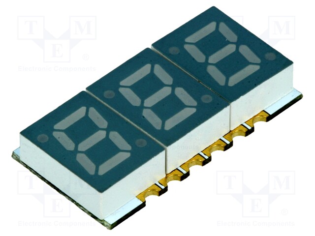 Display: LED; 7-segment; 10mm; 0.28"; No.char: 3; red; 2÷10mcd; SMD