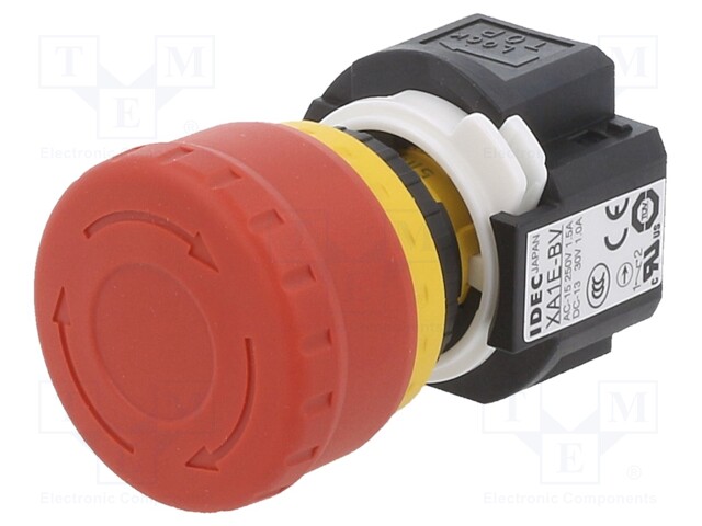 Switch: emergency stop; 16mm; Stabl.pos: 2; NC x2; red; IP65; Pos: 2