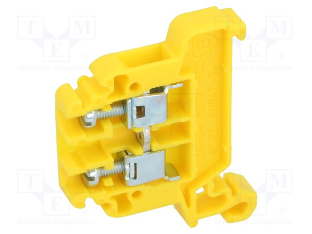 Splice terminal: rail; 0.5÷4mm2; ways: 1; terminals: 2; yellow; TS35