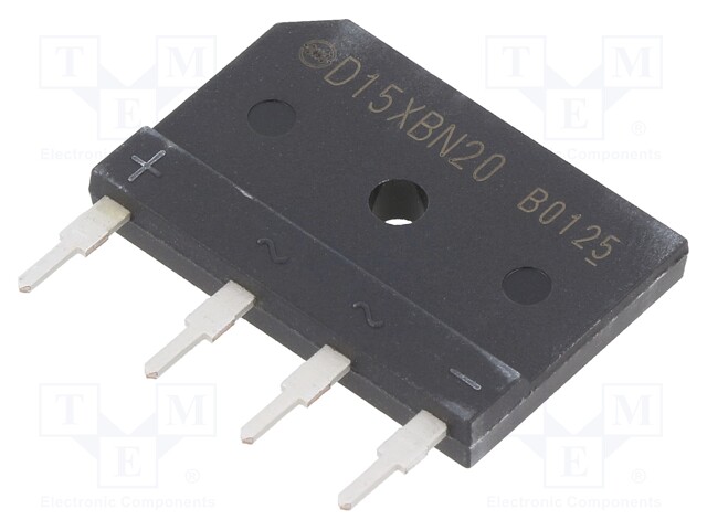 Bridge rectifier: single-phase; Urmax: 200V; If: 15A; Ifsm: 200A