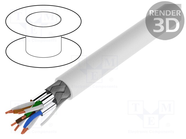 Wire; S/FTP; industrial Ethernet; 7; stranded; Cu; LSZH; white; 305m