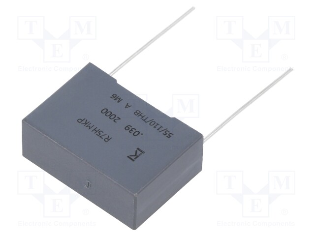 DC Film Capacitor, 0.039 µF, 2 kV, Metallized PP, ± 5%, R75H Series, Radial Box