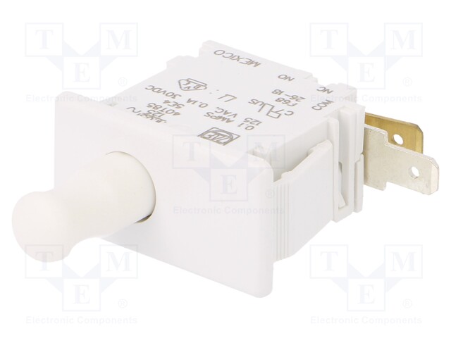 Switch: door; Pos: 2; SPDT; 0.1A; Leads: 4,8x0,8mm connectors