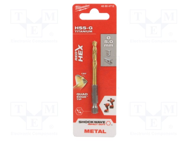 Drill bit; for metal,impact; Ø: 5mm