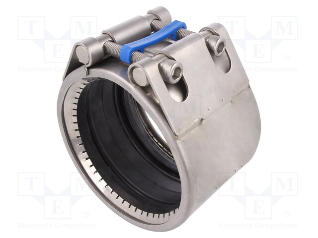 Fixing clamp; for connecting pipes; stainless steel; W4; L: 111mm
