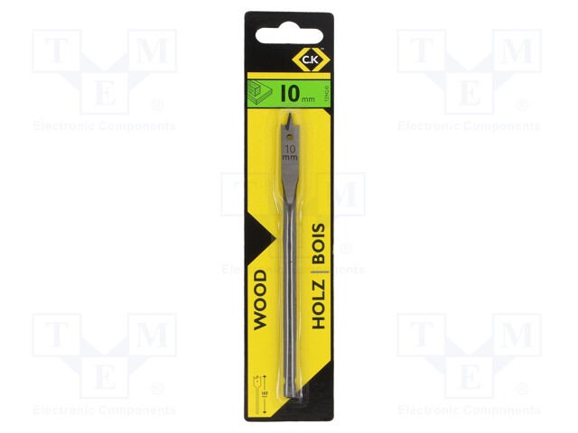 Drill bit; wood; Ø: 10mm; Overall len: 130mm; HSS; 1pcs; Series: Flat