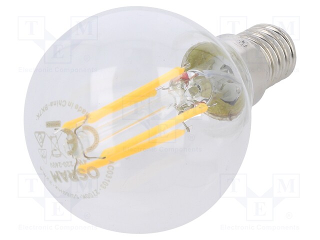 LED lamp; warm white; E14; 230VAC; 470lm; 4W; 2700K; CRImin: 80