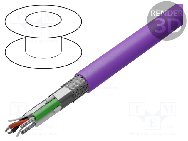 Wire: data transmission; 1x2x28AWG+1x2x20AWG; violet; stranded