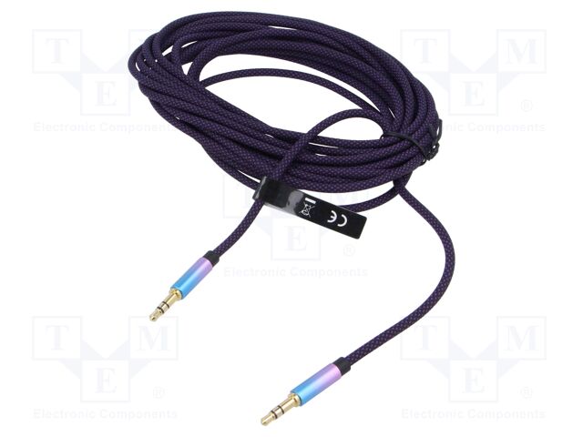 Cable; Jack 3.5mm plug,both sides; 5m; Plating: gold-plated