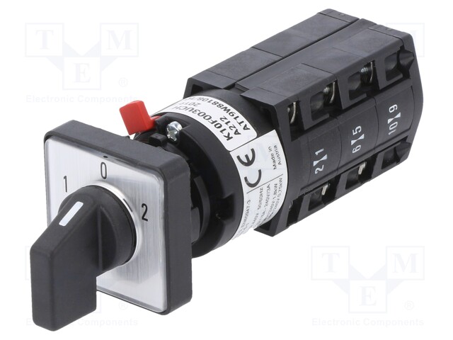 Switch: cam switch; Stabl.pos: 3; 10A; 1-0-2; Poles: 3; Pos: 3