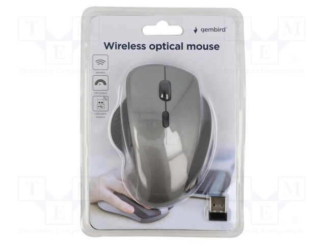 Optical mouse; black,grey; USB A; wireless; No.of butt: 6; 10m