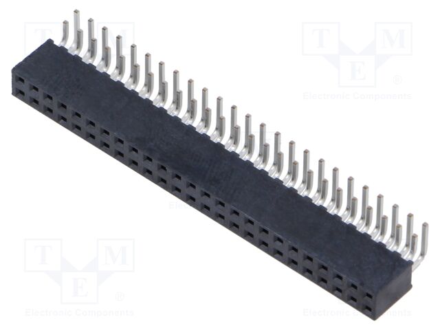 Connector: pin strips; female; PIN: 50; 2mm; gold flash; THT; socket