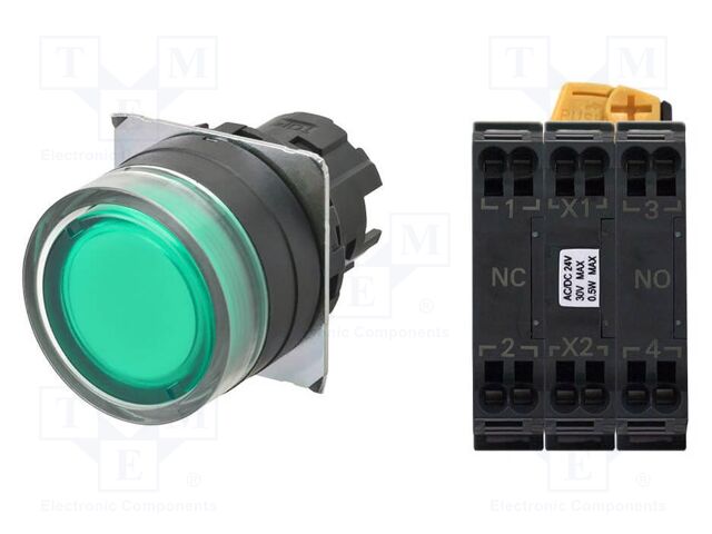 Switch: push-button; 22mm; Stabl.pos: 1; flat; Pos: 2