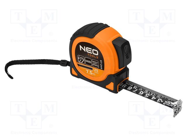 Measuring tape; L: 7.5m; Width: 25mm; Class: II; double-sided