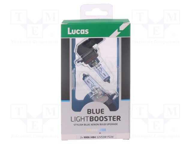 Filament lamp: automotive; P22d; white-blue; 12V; 51W; BLUE; HB4