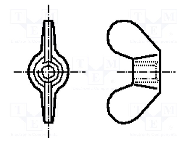 Nut; winged; M14; brass; Plating: without coating; Pitch: 2,0