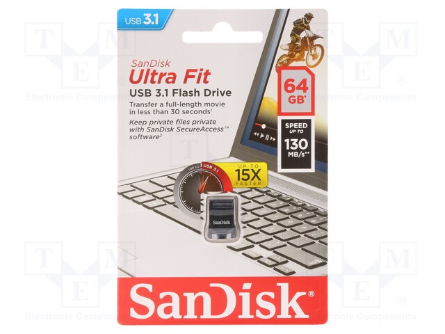 Pendrive; USB 3.0; 64GB; 130MB/s; ULTRA FIT