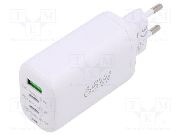 Power supply: switched-mode; plug; 65W; Plug: EU; Usup: 110÷240VAC