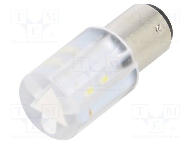Indicator: LED; BA15D,T20; white; plastic; 24VAC; 24VDC; -20÷60°C