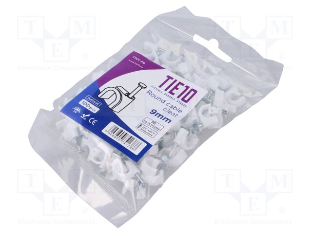 Holder; natural; on round cable; 100pcs; with a nail; 9mm