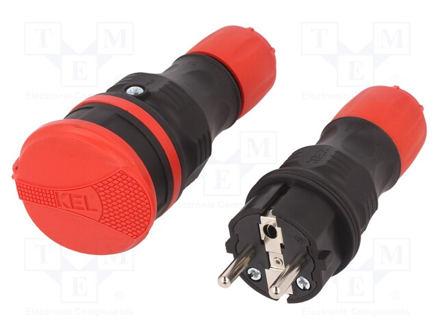 Connector: AC supply; socket,plug; Layout: 2P+PE; black,red; 16A