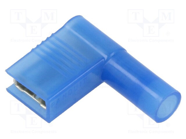 FEMALE DISCONN, R/A, 6.3MM, 14AWG, BLU
