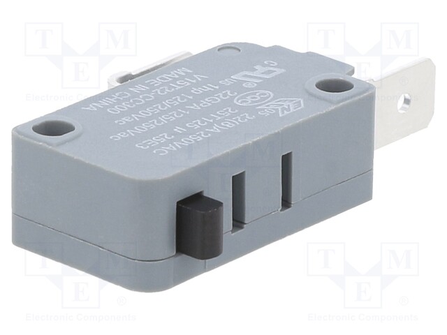 Microswitch, Standard, Pin Plunger, SPST-NC, Quick Connect, 22 A