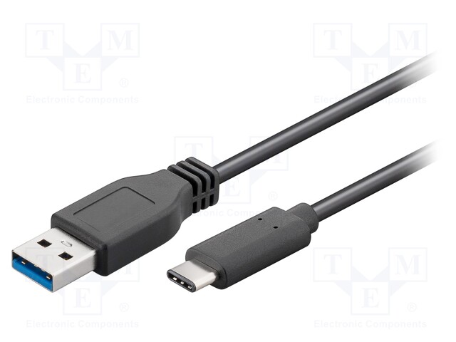 Cable; USB 3.0; USB A plug,USB C plug; 1m; black